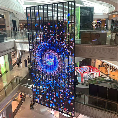 Ενσωματωμένη διαφανής γυάλινη οθόνη LED 3.91mm-7.82mm Διαφήμιση κτιρίων