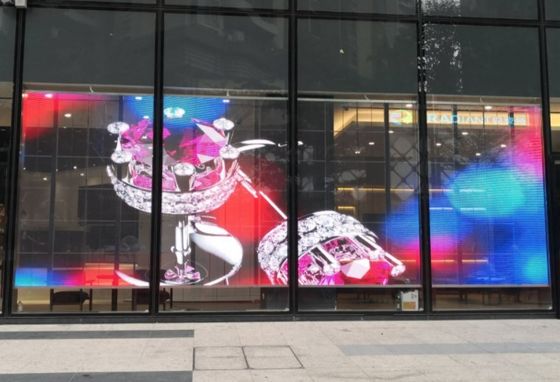 220W/ Υπαίθρια επίδειξη 5000nits 7.8mm παραθύρων γυαλιού οθόνης πλέγματος των διαφανών οδηγήσεων τετρ.μέτρου